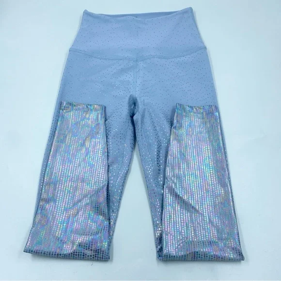 Beyond Yoga Serene Blue Silver Ombre Metallic Alloy High Waist Leggings S EUC - Picture 2 of 7